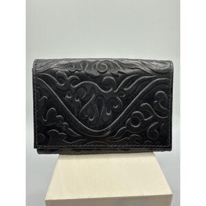 Kenneth Cole Black Embossed Leather Micro Wallet Coin‎ Purse Credit Card …